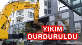 DİDİM'DE YIKIMI BAŞLANAN OTELDE YIKIM DURDURULDU