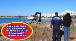 DİDİM BELEDİYESİ KAÇAK YAPILARI YIKARAK BİR SAHİLİ DAHA HALKA KAZANDIRACAK