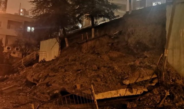 Kocaeli İzmit'te yıkılan istinat duvarına anında müdahale
