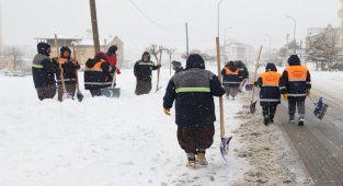 Nevşehir Belediye kar mesaisinde