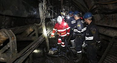 Kütahya'da maden ocağında göçük tatbikatı!