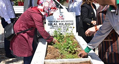 Malatya'da yetiştirilen çiçekler şehitliğe dikildi