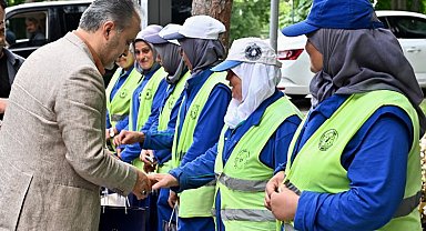 Bursa'yı yeşillendiren ekiple bayramlaşıldı