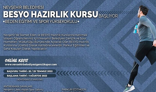 Nevşehir'de ücretsiz BESYO hazırlık kursu