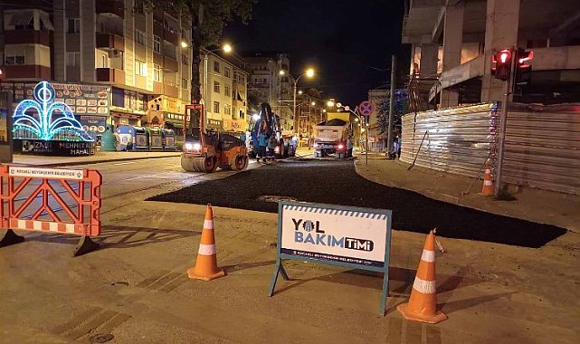 Trafiğe engel olmamak için gece yarısı asfalt