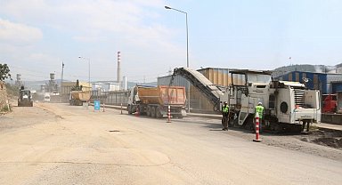 Dilovası Liman Caddesi'nde üstyapı çalışması
