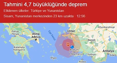 Ege Denizi'nde 4,7 büyüklüğünde deprem