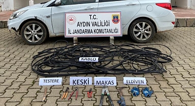 Didim'de Kablo Hırsızlarına Jandarmadan suç üstü