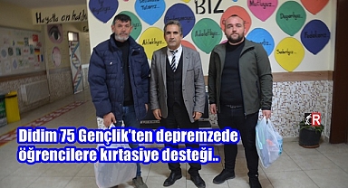 Didim 75 Gençlik’ten depremzede öğrencilere kırtasiye desteği..