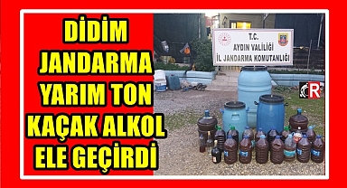 DİDİM JANDARMA YARIM TON KAÇAK ALKOL ELE GEÇİRDİ