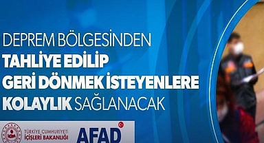 İçişleri Bakanlığı'ndan 'Afetzedelere' dönüş yardımı