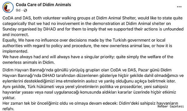  CoDA & DAS’tan DİHAD’ın Eylemlerine Net Mesafe